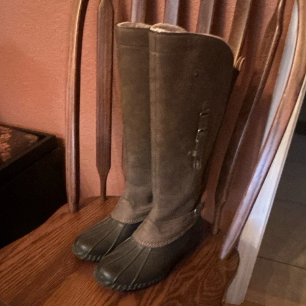 JBU Colorado Encore, knee high brown faux fir lined boots, woman 8.5M